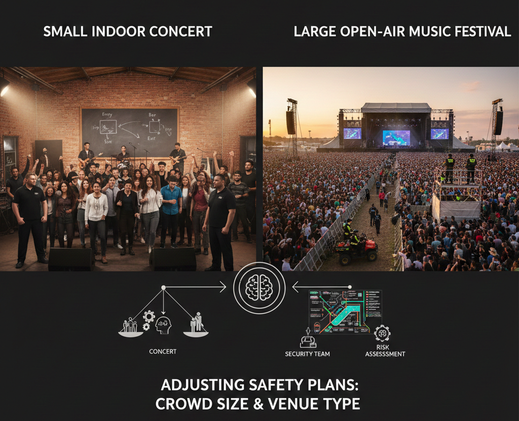 Adjusting safety plans based on crowd size