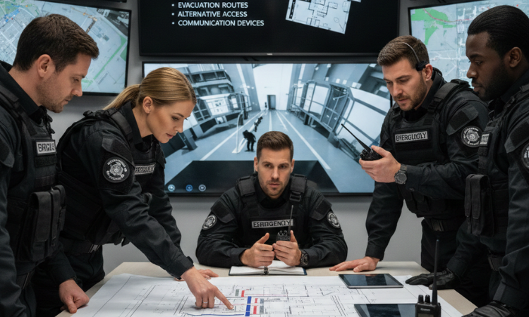 Developing Emergency and Contingency Plans Even the most detailed risk assessment cannot predict every possible scenario, making emergency and contingency planning essential. Bodyguards develop specific procedures for various incidents, including medical emergencies, fires, crowd surges, or threats targeting VIPs. Evacuation routes, assembly points, and safe zones are identified in advance to ensure a clear, organized response.  Developing Emergency and Contingency Plans