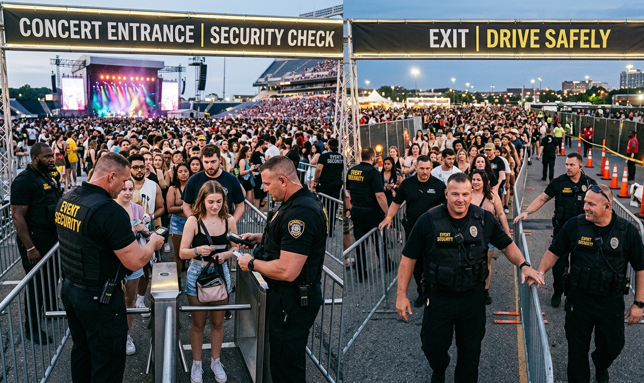 Bouncer Security for Concert Entry and Exit Points