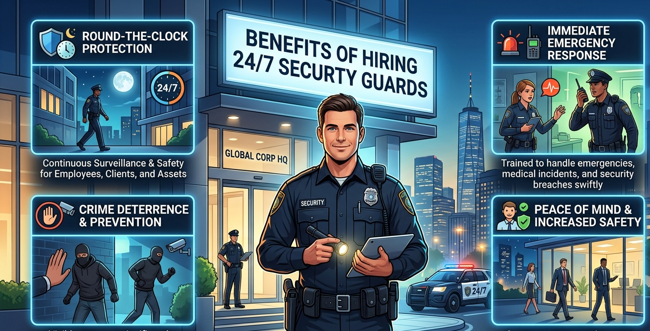 Benefits of Hiring 24/7 Security Guards for Businesses